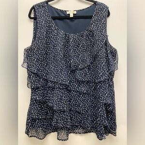4 for $25 💙 Dressbarn Tiered Ruffle Polka Dot Blouse 💙 - 3X